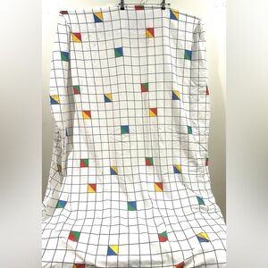 Vintage 80s 90s Cannon Geometric Twin Fitted Sheet Only Grid Squares